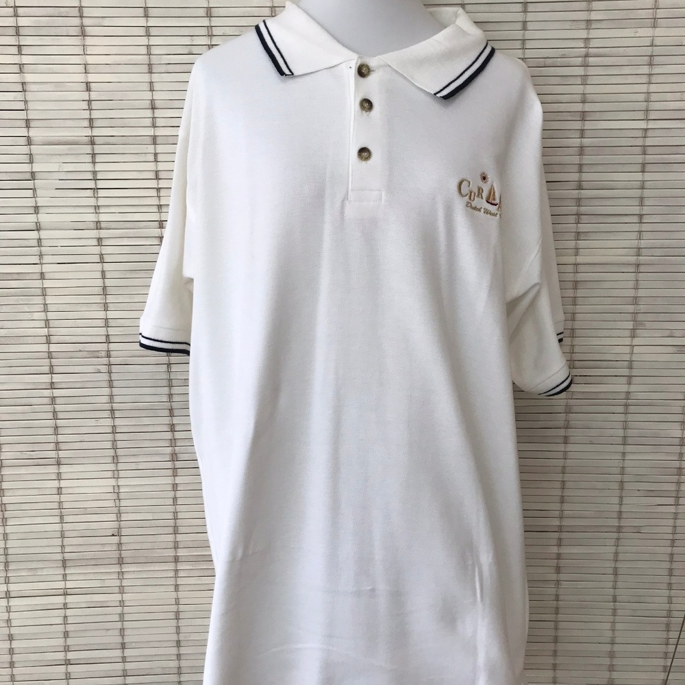 Curacao L New Dutch West Indies Polo Golf Resort Beach Cruise White Shirt
